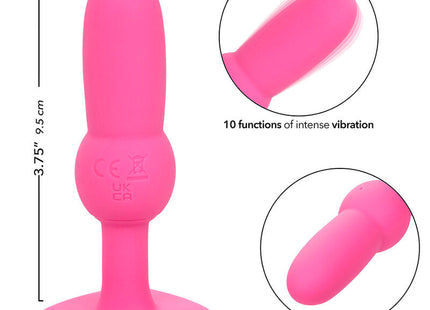 Helle rosa silikon analplug mit perlensonde 10 vibrationen rundkopf strukturierter griff und saugbasis
