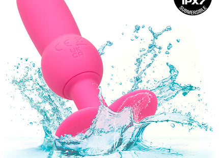 Pink silikon analplug mit rundem kopf texturierter basis und ipx7 wasserdicht von calexotics mit 10 vibrationen