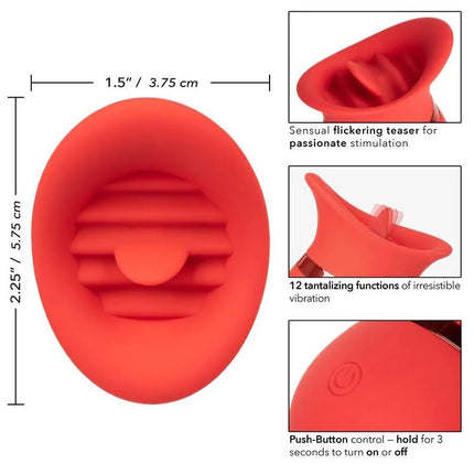 Calexotics französischer kiss sweet talker rotes vibrierendes silikon oral pleasure device mit geriffelten texturen und druckknopfsteuerung