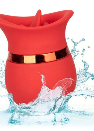 CaleXotics französischer kiss sweet talker roter silikon vibrator in rosenform mit goldfarbenem metallband