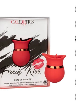 Roter silikon französischer kiss sweet talker vibrator mit goldfarbenem ring von CalExotics