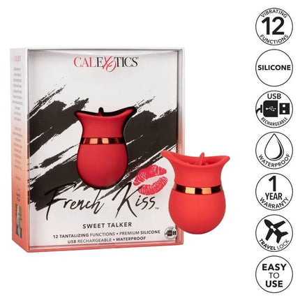 Roter silikon französischer kiss sweet talker vibrator mit goldfarbenem ring von CalExotics