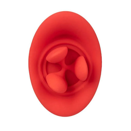 Roter silikon-saugkopf mit drei ovalen erhebungen aus dem calexotics french kiss suck and play set