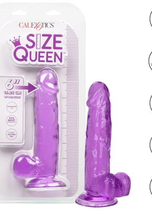 Lila transparenter silikon dildo mit saugnapfbasis 15,3 cm von calexotics größe königin