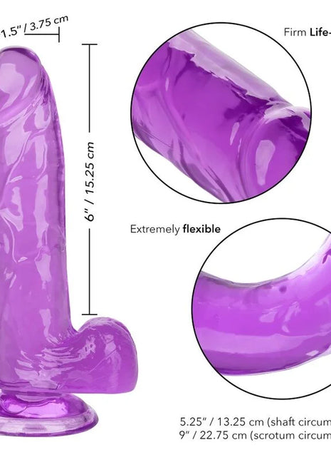 Lila transparenter silikon dildo von calexotics mit festem lebensechtem gefühl und sehr flexiblem design 15,3 cm
