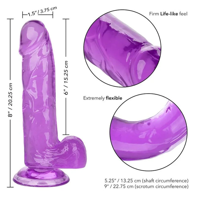 Lila transparenter silikon dildo von calexotics mit festem lebensechtem gefühl und sehr flexiblem design 15,3 cm