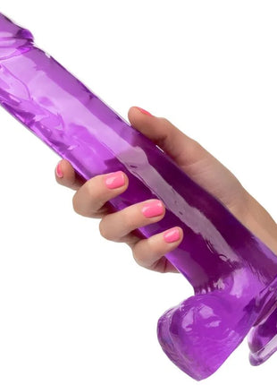 Calexotics größe königin dildo lila 25.5 cm translucenter silikon dildo mit strukturierter oberfläche und rundem grundsockel