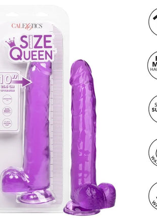 Lila durchsichtiger silikon dildo mit saugnapfbasis größe königin von calexotics 25,5 cm