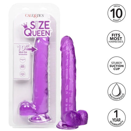 Lila durchsichtiger silikon dildo mit saugnapfbasis größe königin von calexotics 25,5 cm