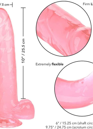 Pinkfarbener flexibler silikon-dildo mit realistischer form von calexotics größe königin 25,5 cm