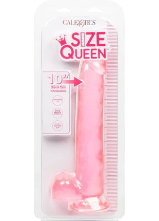 Rosa silikon dildo größe königin 25,5 cm in transparenter verpackung mit lineal zur größenreferenz