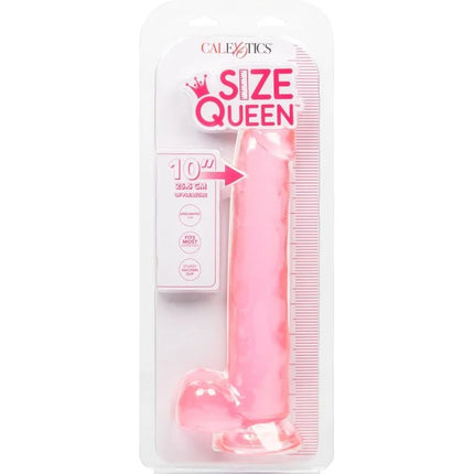 Rosa silikon dildo größe königin 25,5 cm in transparenter verpackung mit lineal zur größenreferenz