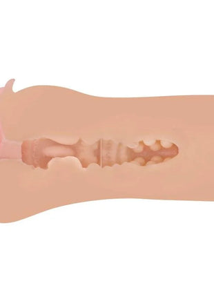 Beige silikon anal plug mit strukturierter, gerillter innenseite und rosa spitze aus calexotics für günstige genießen