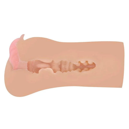 Beige silikon anal plug mit strukturierter, gerillter innenseite und rosa spitze aus calexotics für günstige genießen
