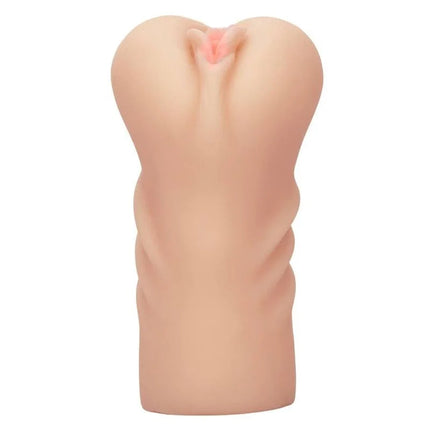 Beiger silikon-erotikttoy von calexotics mit realistischen anatomischen konturen und dezentem rosa innenleben