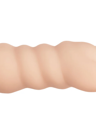 Beige silikon analplug mit segmentiertem wellendesign von calexotics zur günstigen nervenkitzel auf drei wegen