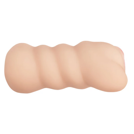 Beige silikon analplug mit segmentiertem wellendesign von calexotics zur günstigen nervenkitzel auf drei wegen