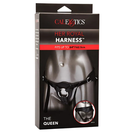 Schwarzes lederharness mit silbernem metallverschluss von her royal harness calextics in einer größe