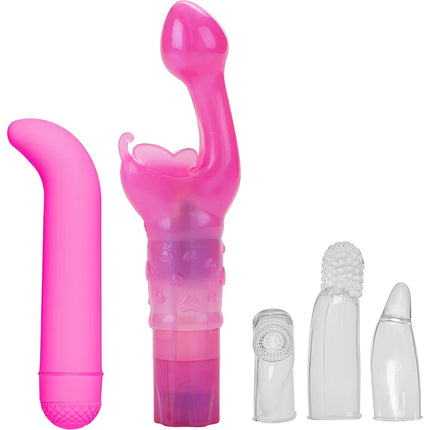 Pink silikon vibratoren und aufsätze set von calexotics ihr g-spot kit zur stimulierung des g-punkts