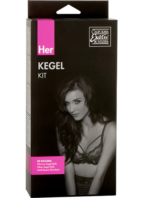 Kegel-set von calexotics in schwarz und pink mit einer frau in dessous zur beckenbodenmuskulaturstärkung