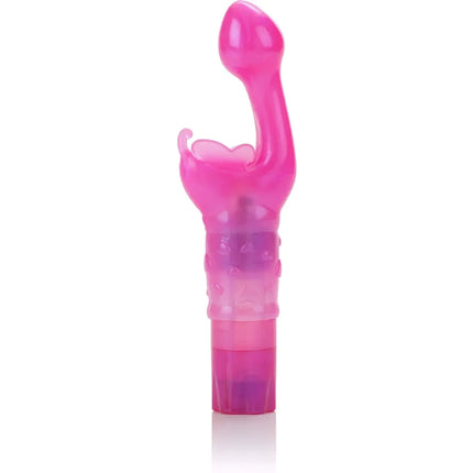 Pink translucent plastikspielzeug mit gebogenem kopf und strukturierter griff von calexotics kuss schmetterling kuss rosa