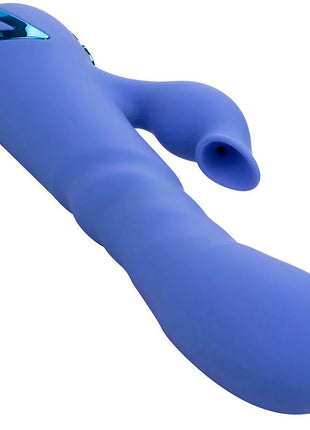 Blauer silikon rabbit vibrator mit metallischem akzent am griff von calexotics california dreaming