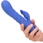 Blauer silikon vibrator mit gebogenem, geripptem schacht und integriertem trichter von calexotics california dreaming