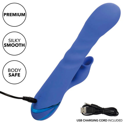 Blauer silikon-bodywand mit glänzendem finish und ergonomischen kurven inklusive usb-ladekabel von calexotics