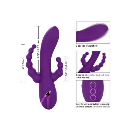 CaleXotics long beach bootylicious lila violettes silikonspielzeug mit drei strukturierten greifern und vibrationskontrollen