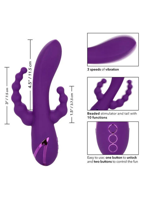 CaleXotics long beach bootylicious lila violettes silikonspielzeug mit drei strukturierten greifern und vibrationskontrollen