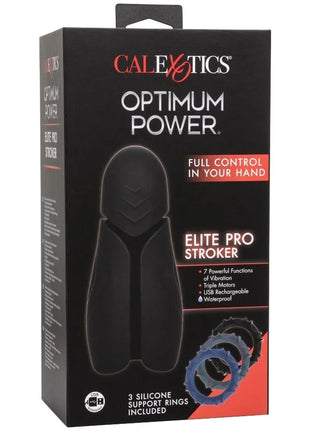 Schwarzer calexotics masturbator elite pro stroker aus silikon mit ergonomischem design und usb-ladefunktion