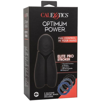 Schwarzer calexotics masturbator elite pro stroker aus silikon mit ergonomischem design und usb-ladefunktion