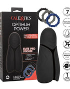 Schwarzer silikon calexotics masturbator elite pro stroker mit texturiertem griff und drei silikonringen