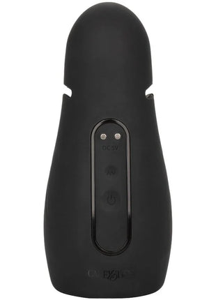 Schwarzer silikonmasturbator calexotics elite pro stroker mit glatten konturen und zentralem bedienfeld