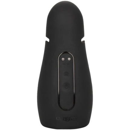Schwarzer silikonmasturbator calexotics elite pro stroker mit glatten konturen und zentralem bedienfeld