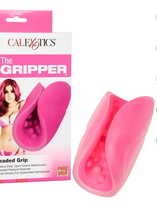 Pink silikon gripper, schwerer offener sleeve masturbator mit perlenstrukturen und dualdichte design von calexotics