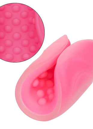 Pink silikon vaginaldilator mit texturierter, genoppter innenfläche von calexotics masturbator mit perlengriff