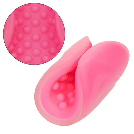 Pink silikon vaginaldilator mit texturierter, genoppter innenfläche von calexotics masturbator mit perlengriff