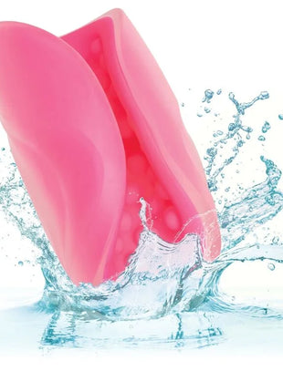 Pink silikonmasturbator von CalExotics mit perlengriff und doppellappigem, glattem glänzendem design