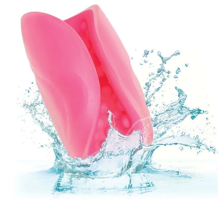 Pink silikonmasturbator von CalExotics mit perlengriff und doppellappigem, glattem glänzendem design