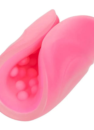 Pink silikon vaginaldilator mit gerundeter glatter außenfläche und kleinen innenperlen calexotics masturbator mit perlengriff