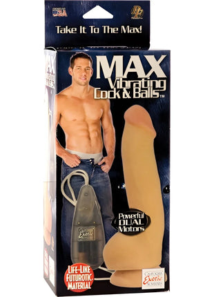 CaleXotics max vibriender Hahn und Eier mit realistischem beigem silikon, dualen motoren und steuerungseinheit