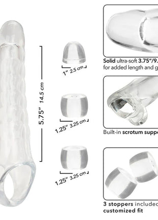 Calexotics maxx penis extender einstellbar klar transparentes silikon dildo mit strukturierter oberfläche und hodenstütze