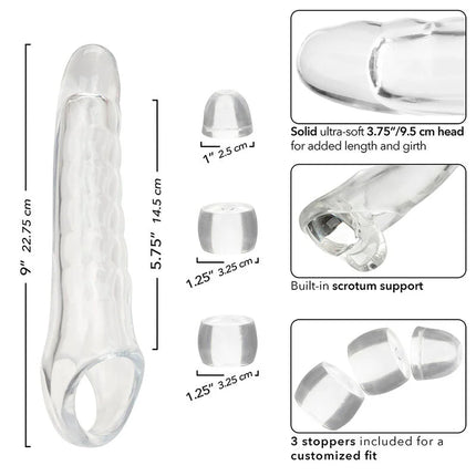 Calexotics maxx penis extender einstellbar klar transparentes silikon dildo mit strukturierter oberfläche und hodenstütze