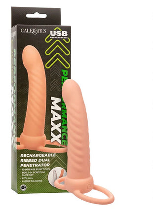 CALEXOTICS - MAXX RIBBED DUAL PENETRATOR 10 VIBRATIONEN FLEISCH