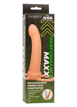 CALEXOTICS - MAXX RIBBED DUAL PENETRATOR 10 VIBRATIONEN FLEISCH