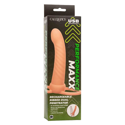 CALEXOTICS - MAXX RIBBED DUAL PENETRATOR 10 VIBRATIONEN FLEISCH