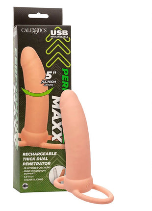CALEXOTICS - MAXX THICK DUAL PENETRATOR 10 VIBRATIONEN FLEISCH - Penishülle mit Verlängerung