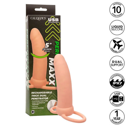 CALEXOTICS - MAXX THICK DUAL PENETRATOR 10 VIBRATIONEN FLEISCH - Penishülle mit Verlängerung