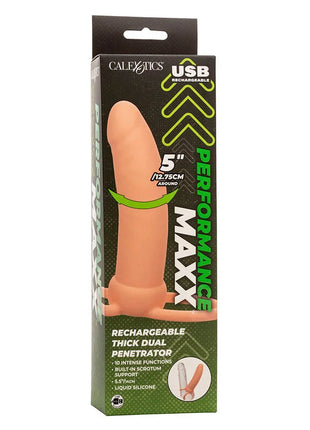 CALEXOTICS - MAXX THICK DUAL PENETRATOR 10 VIBRATIONEN FLEISCH - Penishülle mit Verlängerung